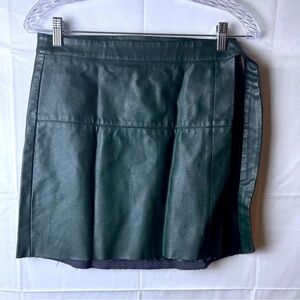 Lulus Daydream With Me Forest Green Vegan Leather Wrap Mini Skirt Size L